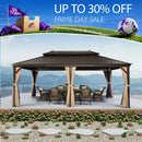 PURPLE LEAF 12x20 Outdoor Hardtop Gazebo for Garden, Bronze Double Roof Aluminum Frame Pavilion – Clearance Sale 20% Off