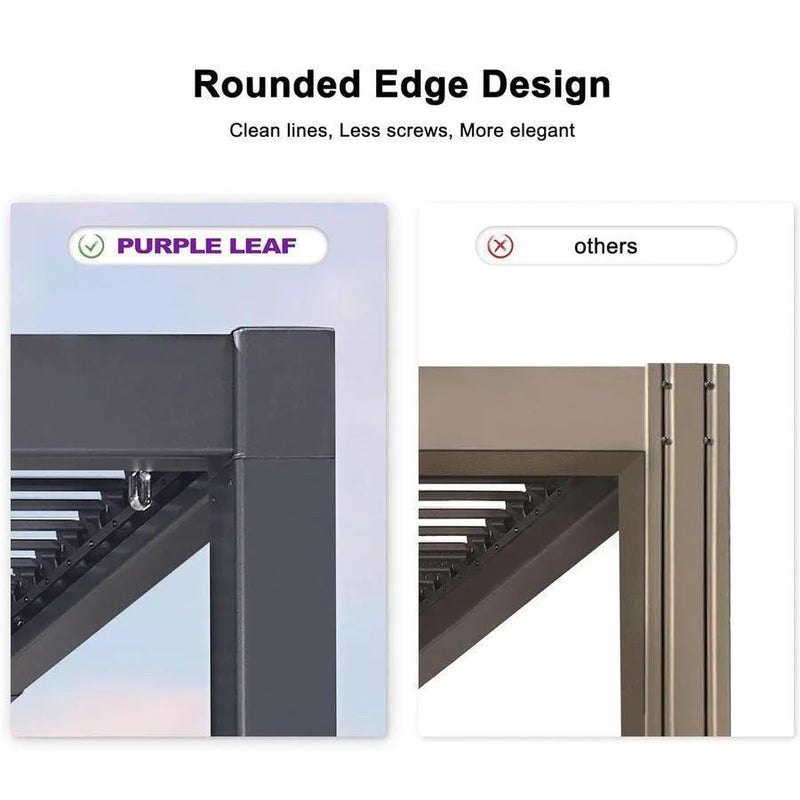 PURPLE LEAF Louvered Pergola Outdoor Aluminum Pergola Patio Pergola with Adjustable Roof for Deck Garden Yard Hardtop Gazebo