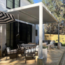 PURPLE LEAF Athena Louvered Pergola Modern White Pergola with Adjustable Roof for Deck Backyard Garden