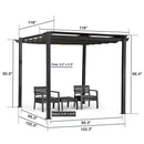 PURPLE LEAF Outdoor Retractable Pergola with Double Sun Shade Canopy Grey/White Heavy-Duty Aluminum Pergola for Garden