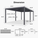 PURPLE LEAF Caesar Solar Louvered Pergola with LED Strip Lights and Control Panel Aluminum Outdoor Pergola with Adjustable Roof for Patio Deck Garden Yard Gray