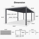 PURPLE LEAF Caesar Solar Louvered Pergola with LED Strip Lights and Control Panel Aluminum Outdoor Pergola with Adjustable Roof for Patio Deck Garden Yard Gray