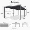 PURPLE LEAF Caesar Solar Louvered Pergola with LED Strip Lights and Control Panel Aluminum Outdoor Pergola with Adjustable Roof for Patio Deck Garden Yard Gray