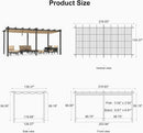 PURPLE LEAF Outdoor Pergola with Retractable Canopy Aluminum Shelter for Porch Garden Beach Shade Pavilion Pergola Modern Backyard Deck– Clearance Sale 20% Off