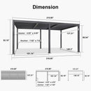 PURPLE LEAF Caesar Solar Louvered Pergola with LED Strip Lights and Control Panel Aluminum Outdoor Pergola with Adjustable Roof for Patio Deck Garden Yard Gray