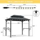 PURPLE LEAF Hardtop Grill Gazebo for Patio Bronze&Grey Permanent Metal Roof Outside Sun Shade Outdoor BBQ Canopy with String Lights