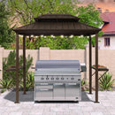 PURPLE LEAF Hardtop Grill Gazebo for Patio Bronze&Grey Permanent Metal Roof Outside Sun Shade Outdoor BBQ Canopy with String Lights
