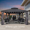PURPLE LEAF Patio Gazebo for Backyard Grey Hardtop Galvanized Steel Roof Awning String Lights-milky