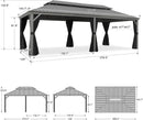 PURPLE LEAF Patio Gazebo for Backyard Hardtop Galvanized Steel Frame with Upgrade Curtain Light Grey
