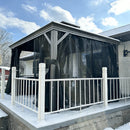 PURPLE LEAF Patio Gazebo for Pool Light Grey Hardtop Galvanized Steel Roof with String Lights-milky