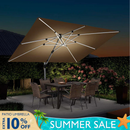 PURPLE LEAF Solar Powered Umbrella LED Rectangular Patio Umbrella with Lights