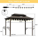 PURPLE LEAF Hardtop Grill Gazebo for Patio Bronze&Grey Permanent Metal Roof Outside Sun Shade Outdoor BBQ Canopy with String Lights