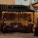 PURPLE LEAF Hardtop Grill Gazebo for Patio Bronze&Grey Permanent Metal Roof Outside Sun Shade Outdoor BBQ Canopy with String Lights