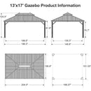 PURPLE LEAF Outdoor Hardtop Gazebo for Garden Bronze Double Roof Aluminum Frame Pavilion