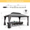 PURPLE LEAF Patio Gazebo for Backyard Grey Hardtop Galvanized Steel Roof Awning with String Lights-clear