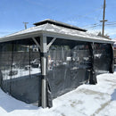 PURPLE LEAF Patio Gazebo for Pool Light Grey Hardtop Galvanized Steel Roof with String Lights-clear