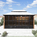 PURPLE LEAF Patio Hardtop Gazebo Double Galvanized Roof Outdoor Screen House Aluminum Solarium Backyard Sunroom