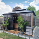 PURPLE LEAF Patio Hardtop Gazebo Double Galvanized Roof Outdoor Screen House Aluminum Solarium Backyard Sunroom