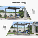 PURPLE LEAF Outdoor Retractable Pergola with Double Sun Shade Canopy Grey/White Heavy-Duty Aluminum Pergola for Garden