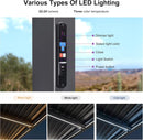 PURPLE LEAF Caesar Solar Louvered Pergola with LED Strip Lights and Control Panel Aluminum Outdoor Pergola with Adjustable Roof for Patio Deck Garden Yard Gray