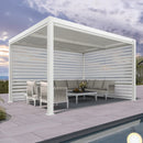 PURPLELEAF Outdoor Louvered Pergola Roller Blinds with Thermal Insulated, UV Protection Waterproof Fabric, Privacy Protection for White Pergola, Easy to Install