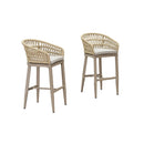 PURPLR LEAF Bar Stools Chair Set of 2, Rattan and Aluminum Frame with Comfortable Cushion