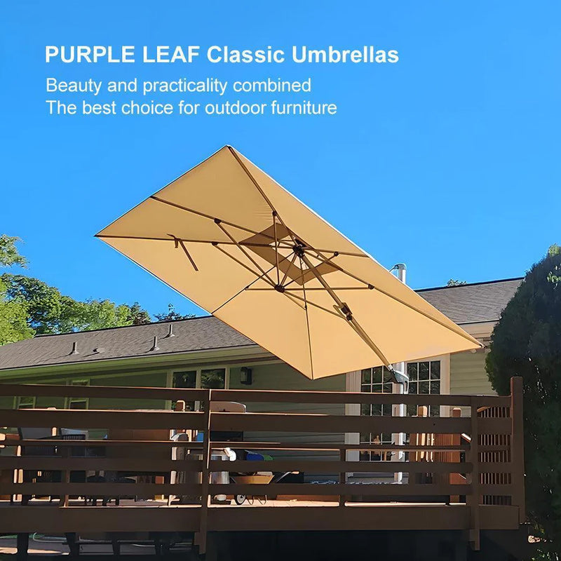 PURPLE LEAF Double Top 360 Degree  Rotation Square Patio Classic Umbrella