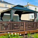 PURPLE LEAF Patio Gazebo for Backyard Grey Hardtop Galvanized Steel Roof Awning String Lights-milky