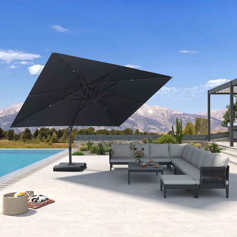 PURPLE LEAF Stepless Tilt Cantilever Umbrella Affordable Outdoor