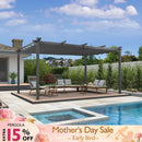 PURPLE LEAF Outdoor Pergola with Retractable Canopy Aluminum Shelter for Porch Garden Beach