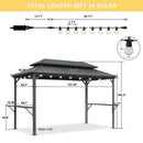 PURPLE LEAF Hardtop Grill Gazebo for Patio Bronze&Grey Permanent Metal Roof Outside Sun Shade Outdoor BBQ Canopy with String Lights