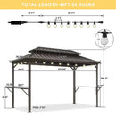 PURPLE LEAF Hardtop Grill Gazebo for Patio Bronze&Grey Permanent Metal Roof Outside Sun Shade Outdoor BBQ Canopy with String Lights