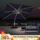 PURPLE LEAF Solar Powered Umbrella LED Rectangular Patio Umbrella with Lights