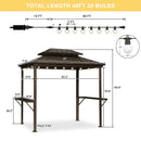 PURPLE LEAF Hardtop Grill Gazebo for Patio Bronze&Grey Permanent Metal Roof Outside Sun Shade Outdoor BBQ Canopy with String Lights