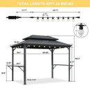 PURPLE LEAF Hardtop Grill Gazebo for Patio Bronze&Grey Permanent Metal Roof Outside Sun Shade Outdoor BBQ Canopy with String Lights