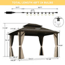 PURPLE LEAF Outdoor Hardtop Gazebo Bronze Metal Frame Galvanized Steel Double Roof with Curtains and Netting for Patio Desk Backyard