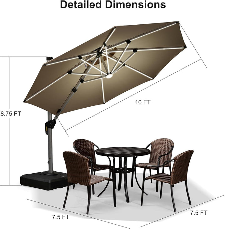 PURPLE LEAF Double Top Round Outdoor LED Umbrellas