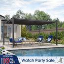 PURPLE LEAF Outdoor Pergola with Retractable Canopy Aluminum Shelter for Porch Garden Beach
