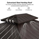 PURPLE LEAF Hardtop Grill Gazebo for Patio Bronze&Grey Permanent Metal Roof Outside Sun Shade Outdoor BBQ Canopy with String Lights
