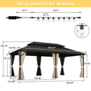 PURPLE LEAF Outdoor Hardtop Gazebo Bronze Metal Frame Galvanized Steel Double Roof with Curtains and Netting for Patio Desk Backyard