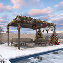 PURPLE LEAF Athena Outdoor Louvered Pergola Adjustable Metal Roof Bronze Hardtop Gazebo Patio Pavilion