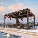 PURPLE LEAF Athena Outdoor Louvered Pergola Adjustable Metal Roof Bronze Hardtop Gazebo Patio Pavilion