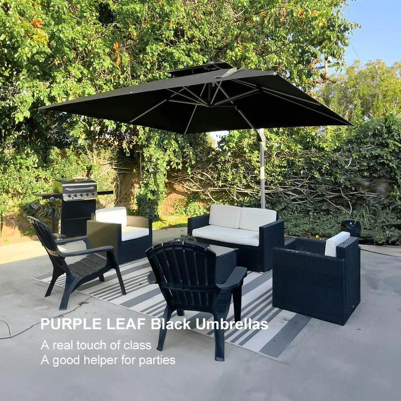 PURPLE LEAF Double Top 360 Degree  Rotation Square Patio Classic Umbrella