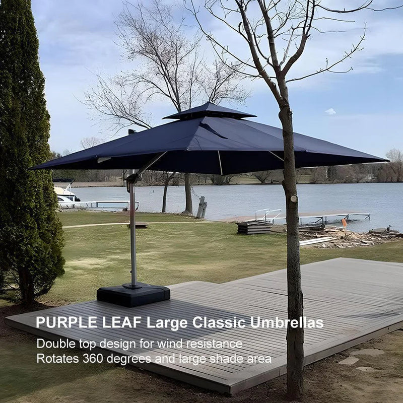 PURPLE LEAF Double Top 360 Degree  Rotation Square Patio Classic Umbrella