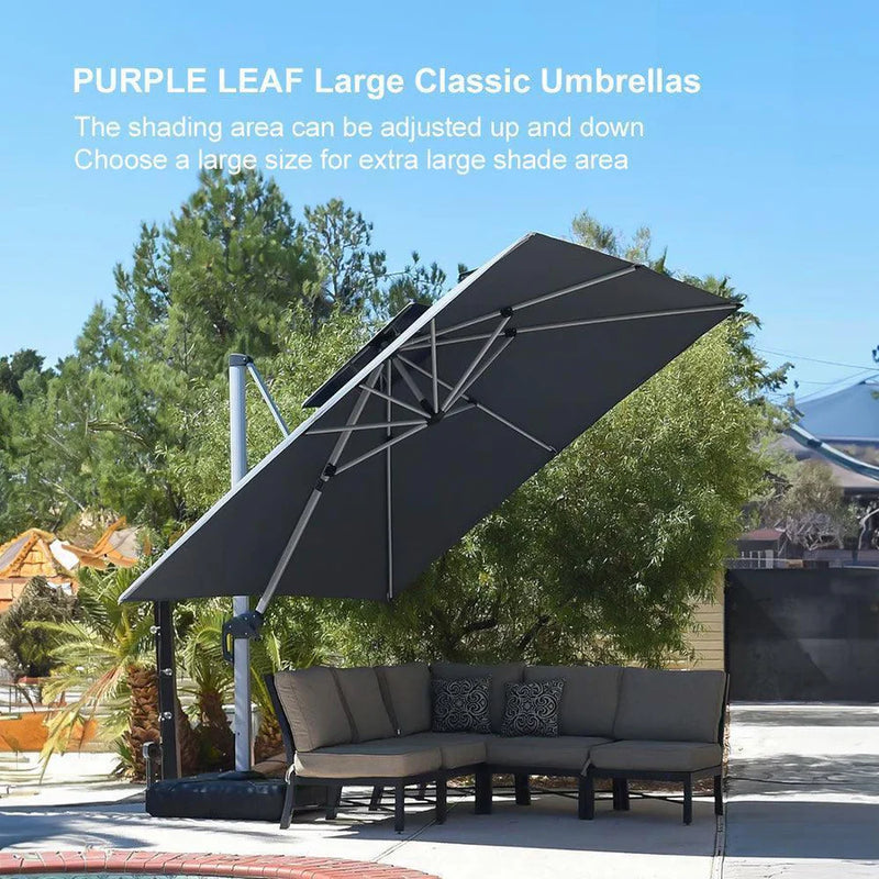 PURPLE LEAF Double Top 360 Degree  Rotation Square Patio Classic Umbrella