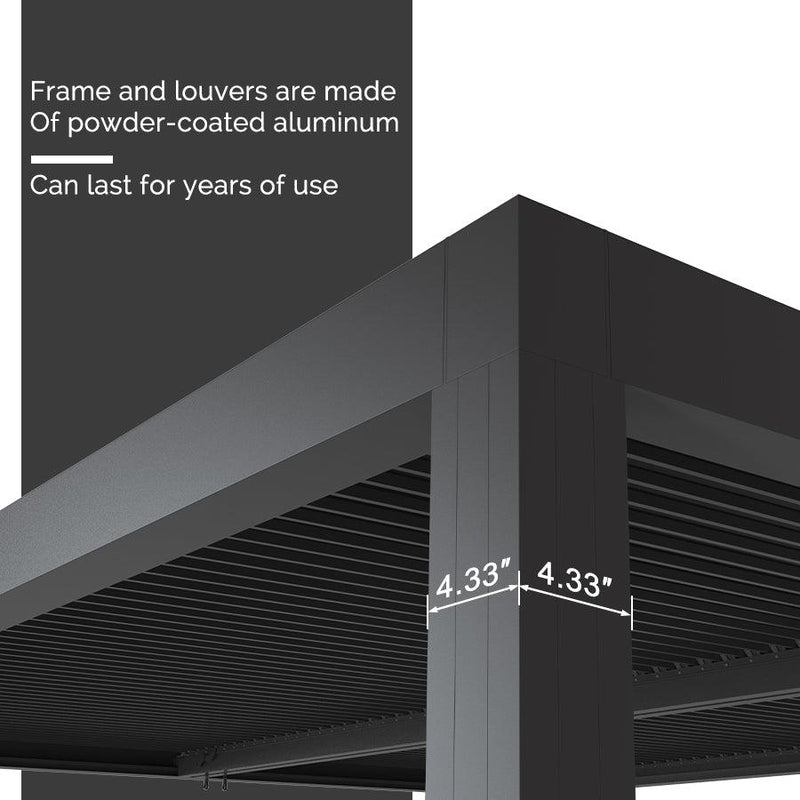 PURPLE LEAF Louvered Pergola Outdoor Aluminum Pergola with Adjustable Roof for Deck Backyard Garden Hardtop Gazebo