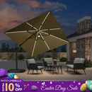 PURPLE LEAF LED Economical 10ft Patio Umbrellas Outdoor Umbrella with Lights