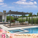 PURPLE LEAF Outdoor Pergola with Retractable Canopy Aluminum Shelter for Porch Garden Beach