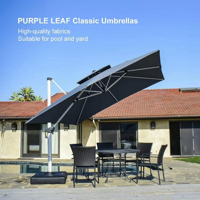 PURPLE LEAF Double Top 360 Degree  Rotation Square Patio Classic Umbrella