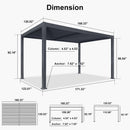 PURPLE LEAF Caesar Solar Louvered Pergola with LED Strip Lights and Control Panel Aluminum Outdoor Pergola with Adjustable Roof for Patio Deck Garden Yard Gray